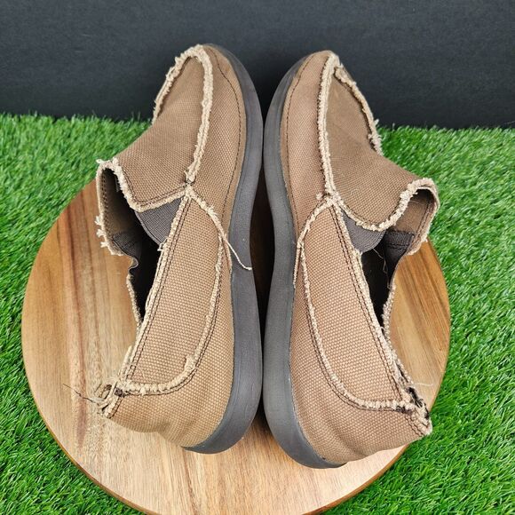 CROCS Santa Cruz Shoes Mens 11 Brown Slip On Canvas Loafer Slippers Casual - Picture 11 of 15